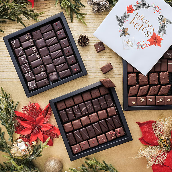 Des coffrets cadeaux chocolats d’exception pour Noël Des compositions gourmandes et personnalisées.